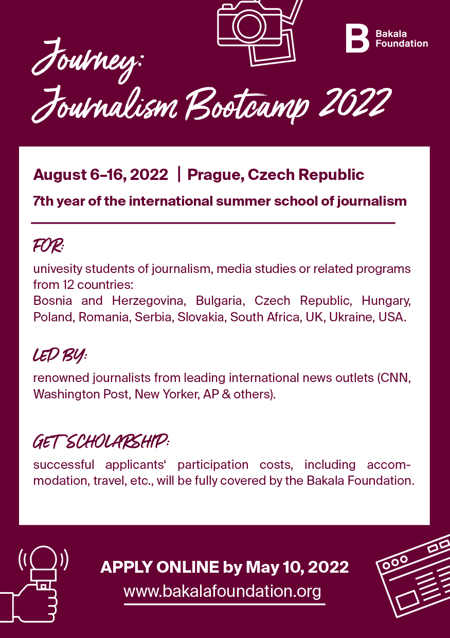 New opportunity to join Journalism Bootcamp from The Bakala Foundation